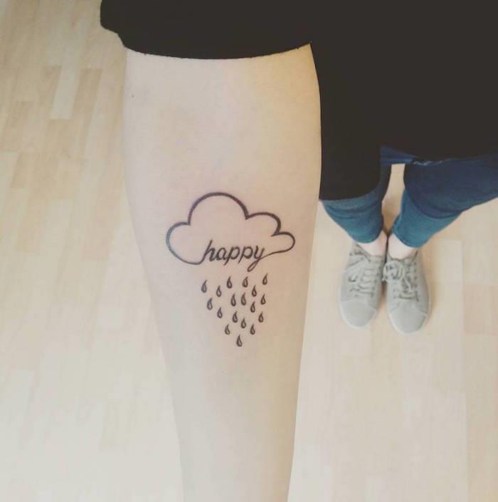 dövme fikir kadın kol sağduyulu dövme bulut yağmur mutlu