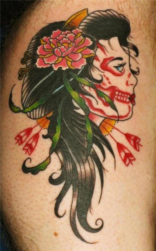 Japonska tetovaža lobanje Japonska tetovaža gejše