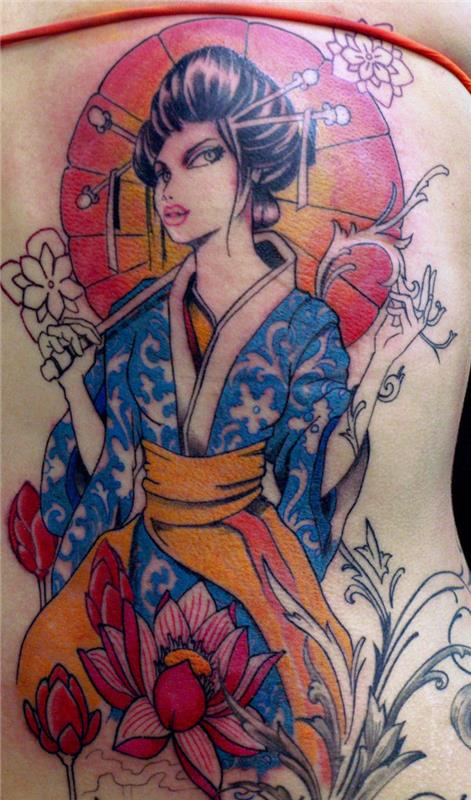 japonska tetovaža gejša nazaj