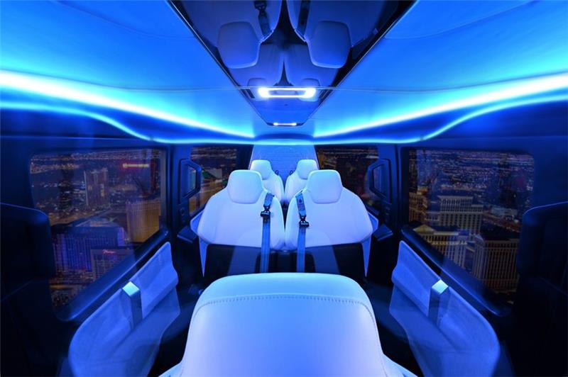 Fransız şirketi Safran Cabin ile geliştirilen Uber Air uçan taksi prototipinin kabin görüntüsü