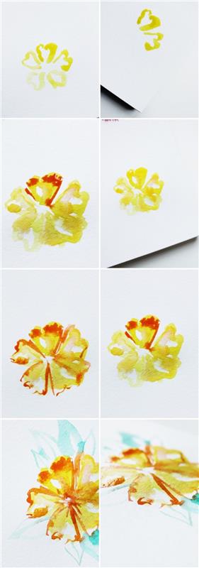 kako naslikati cvet v akvarelni tehniki slikanja mokro na mokro