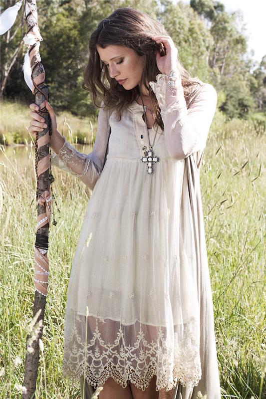 Balta bohemiška ilga suknelė balta trumpa suknelė bohemiška prašmatni vidutinio ilgio balta smėlio spalvos suknelė