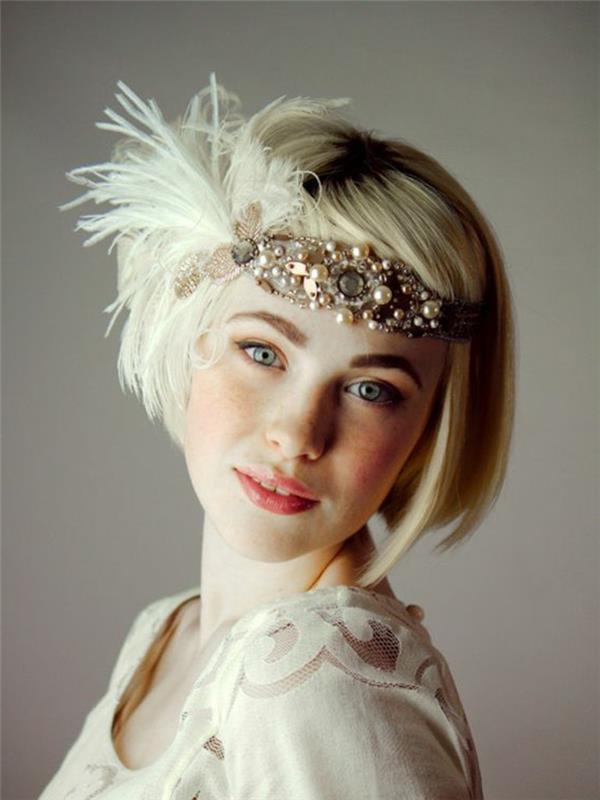 obleka charleston, izviren trak za lase z umetnim perjem