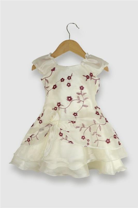 vaikų vestuvių apranga-pronoce-vestuvių suknelė-balta-su-rožinėmis-gėlėmis