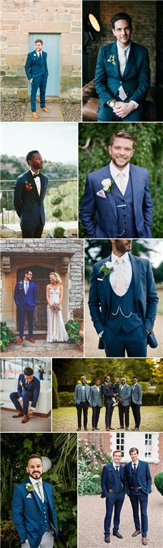 oficiali vyriška apranga, mėlynas kostiumas, rudi batai, 3 dalių kostiumas, vestuvių aprangos idėjos