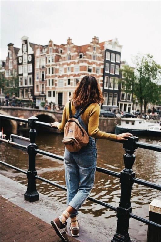 Ootd, kako si obleči kombinezone z visokim pasom v amsterdamske spodnje hlače