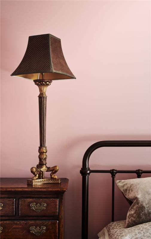 yatak odası boya renk fikirleri, retro tarzı mobilya ve ahşap ve metal aksesuarlar ile modern yatak odası tasarımı