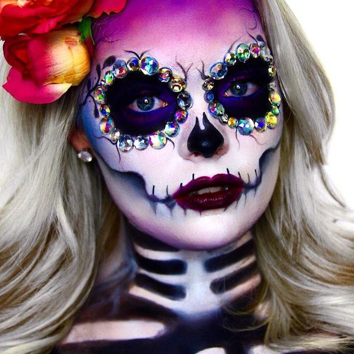 makiažas dia de los muertos kaukolė skeletas spalvos negyvas vakarėlis Meksika
