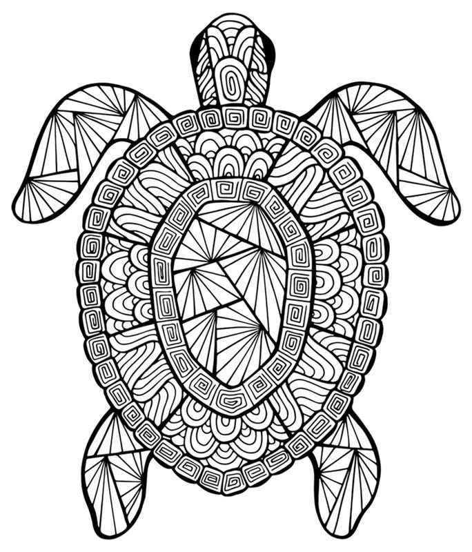 ücretsiz anti-stres terapisi mandal boyama çizim yaz deniz kaplumbağası geometrik çizgiler boyama eğlence yaz gevşeme