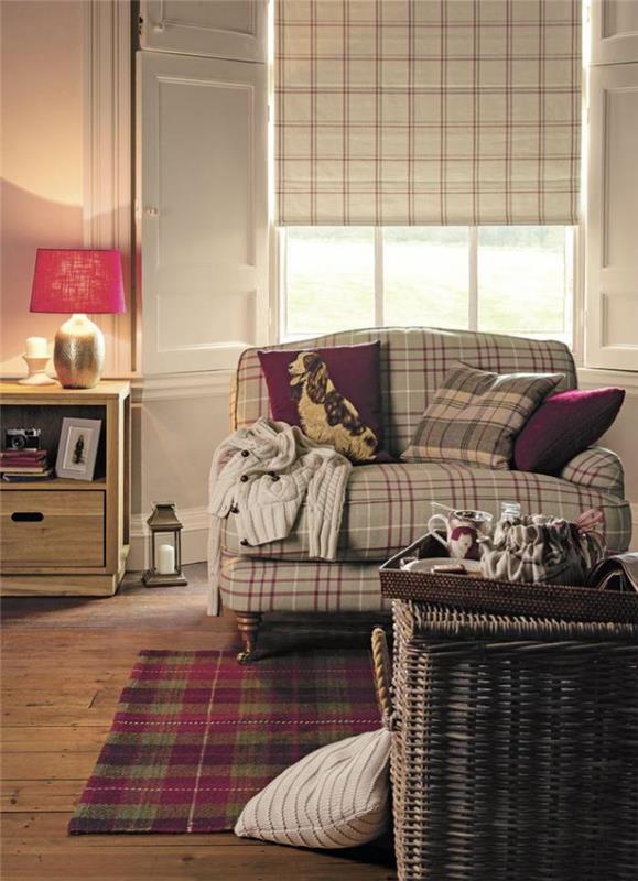 Očarljiva škotsko-tkana-dnevna soba-koča-vintage-deco-očarljiva
