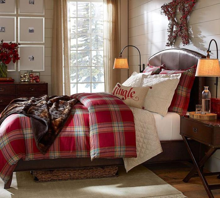 karirano-platneno-tartansko-rdeča-spalnica-dekor