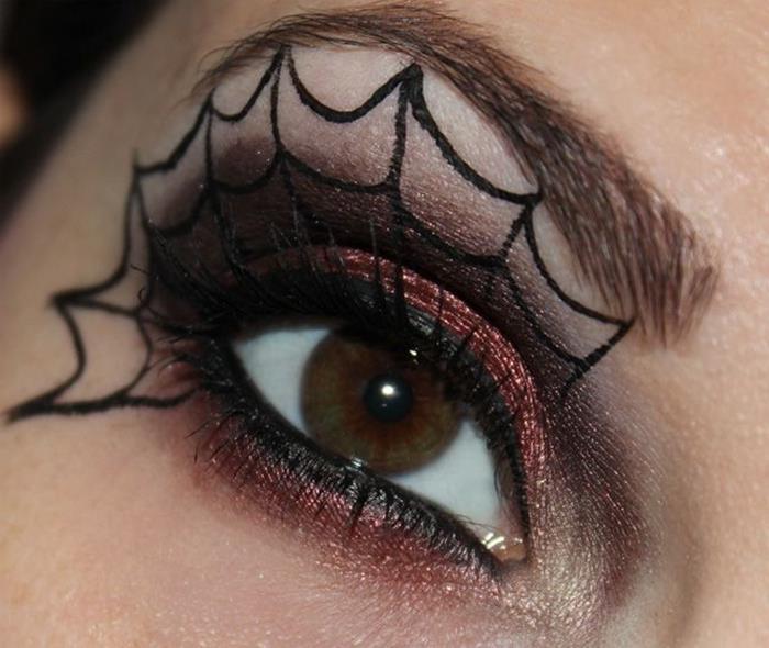 pajkova mreža risba enostavno narediti z ličenjem obraz ženska sijoča ​​senčila dimljene oči sence rjave barve