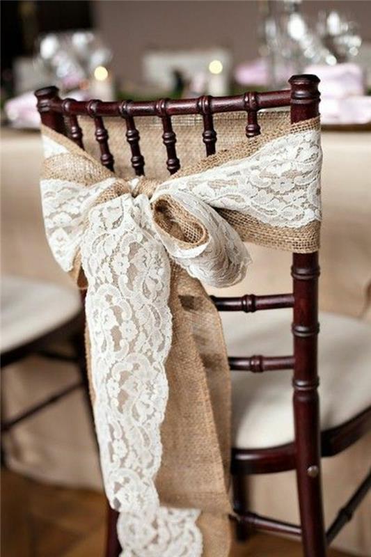 ideje za poročno dekoracijo iz metulja in čipke, dekoracija stola za goste, dekoracija sprejemne sobe