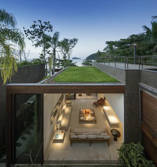 yeşil çatılı-modern-çatı-çimli-villa