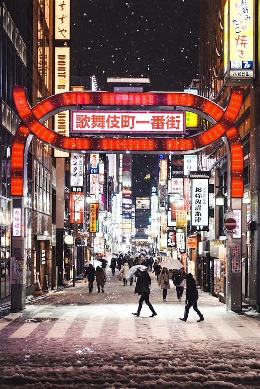 Asya şehir manzarası, büyük şehirlerin kış sanatçı fotoğrafçılığında Tokyo, Asya duvar kağıdı için harika fotoğraf