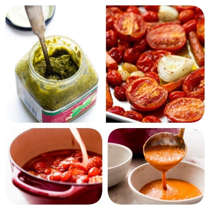 adım adım kendin yap öğretici, pesto soslu domates çorbası, kremalı mantar çorbası tarifi, pesto kavanozu, beyaz kaseler