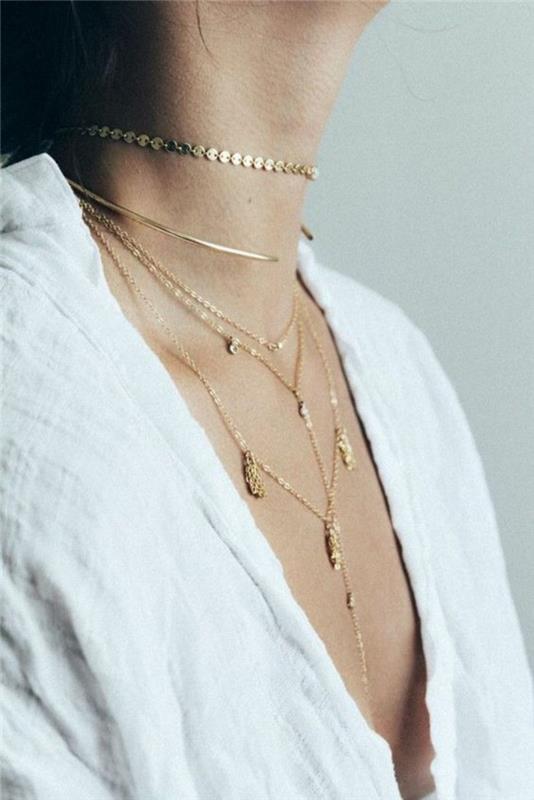 Srebrna ogrlica s prsi, ženska ogrlica z obeski