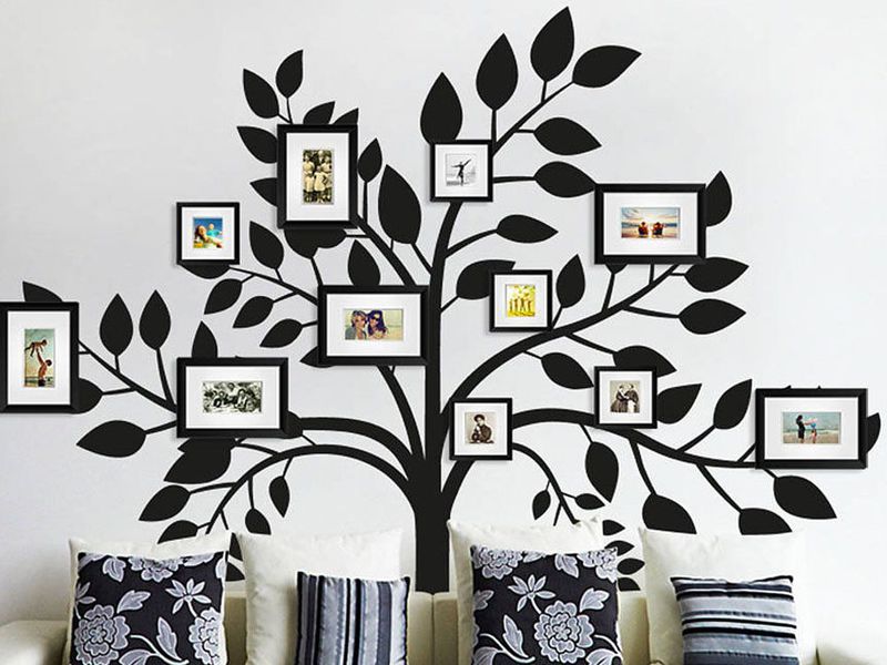 decoração de parede de estêncil de árvore genealógica