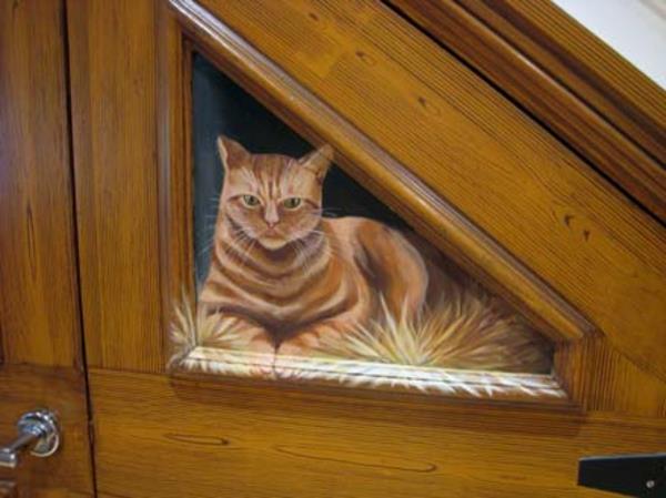 kedi kapısı için trompe-l'oeil