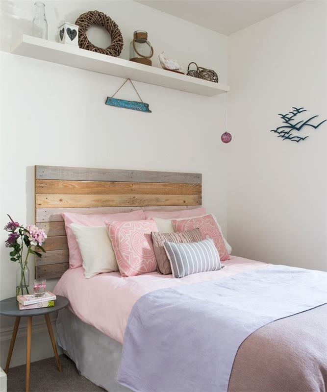 medinės lentos galvūgalis paauglių miegamojo laikymo sieninės lentynos pagalvėlės rožinė mandala naktinis stalas