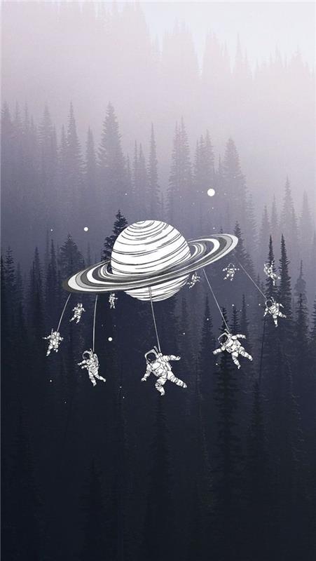 Sfondi celle tumblr, disegno di un pianeta, astronot che volano