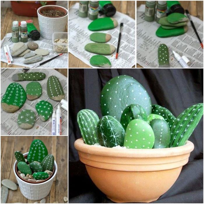 korake, ki jih morate narediti, da naredite kaktus z okrašenimi kamenčki