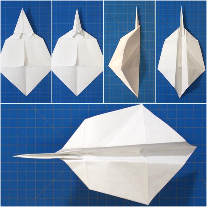 mokomoji origami popierinė plokštuma, skraidanti, originalus modelis ir lengvai atgaminama