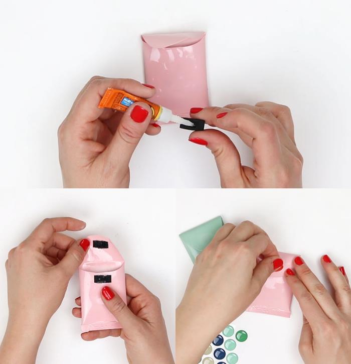 „Pasidaryk pats“ pamoka su perdirbtais plastikiniais vamzdeliais pastelinės spalvos tuščiose kišenėse