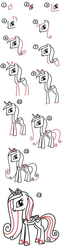 naučite se narisati kawaii princeso celestia unicorn, moj mali poni lik, nestrukturirano risbo v svojih preprostih oblikah