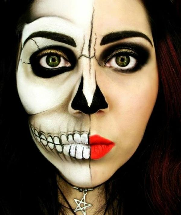 half-face-Halloween-makeup-tutorial