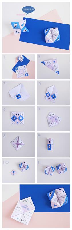origami lankstymo pamoka, skirta specialiam motinos dienos popieriaus indui su mažomis žinutėmis pagaminti