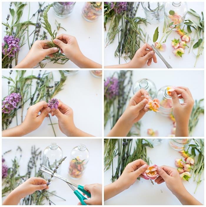 pamoka sukurti natūralų aromatą su žolelėmis, gėlėmis ir eteriniais aliejais, pasidaryk pats Motinos diena mažiems vaikams