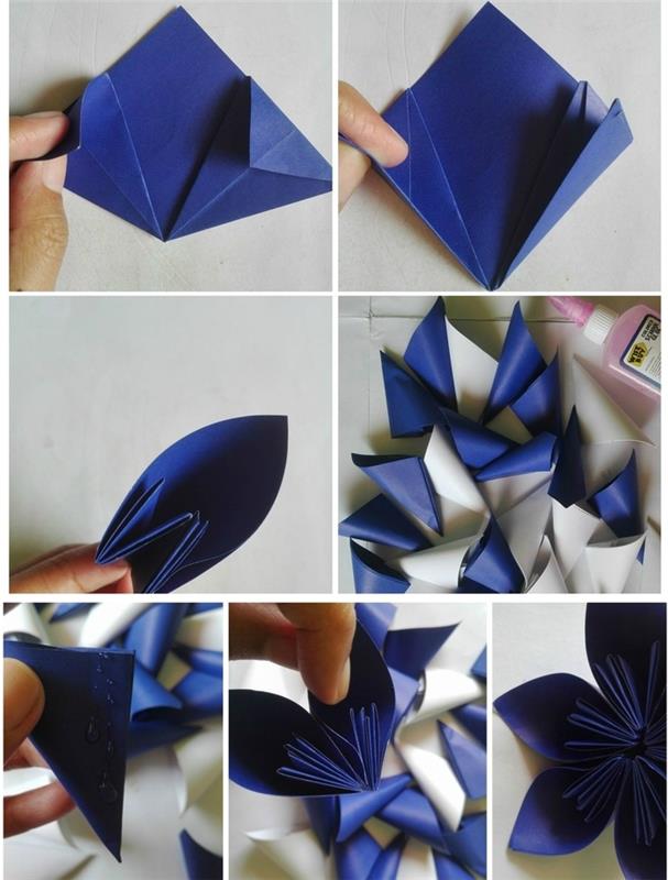 lengvas kusudamos gėlių origami modelis