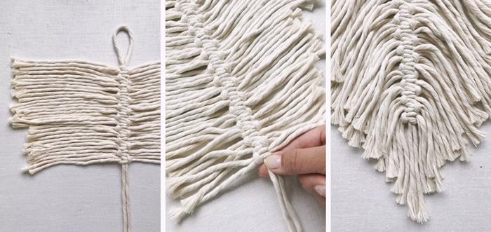 „macrame“ pamoka pradedantiesiems padarykite „macrame“ lakštą lengvai plokščiu mazgu „macrame“ virvę 5 mm medvilnės, kaip padaryti „macrame“