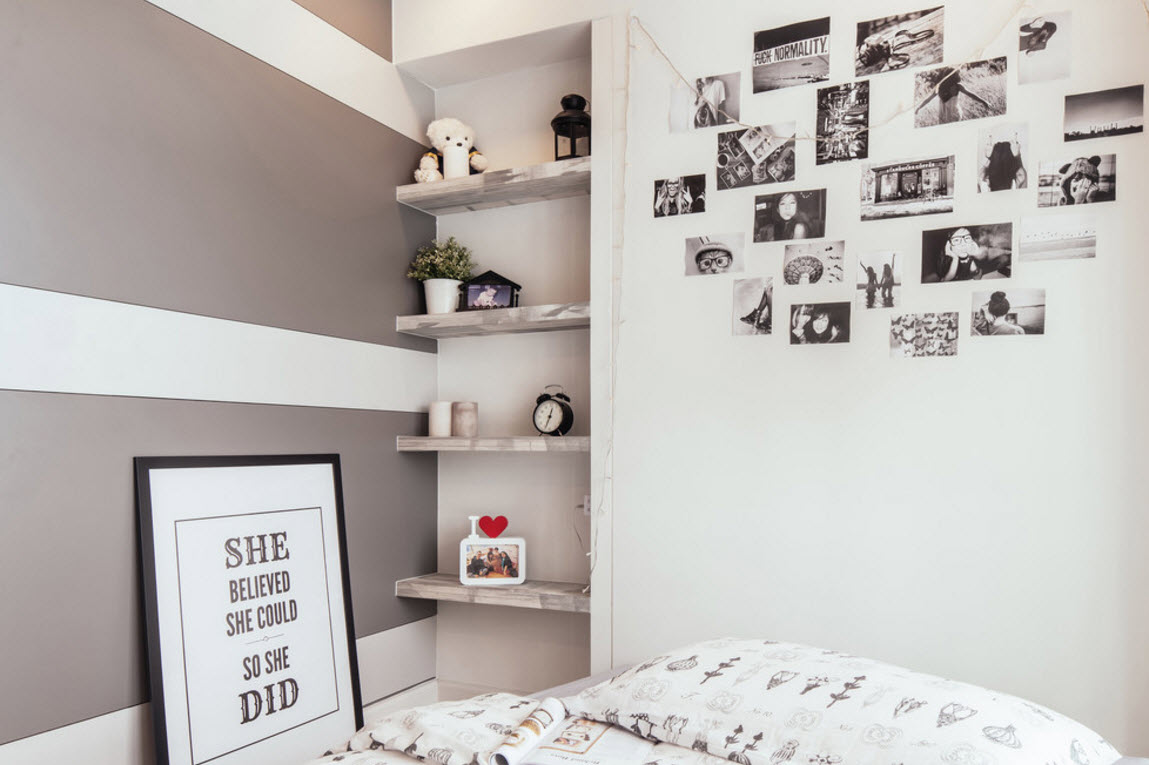 Interno camera da letto semplice e funzionale