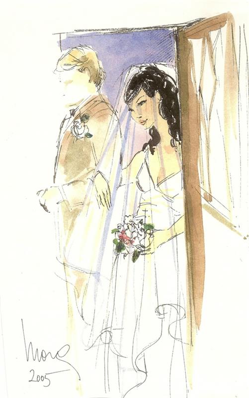 Nuostabus vaizdas vestuvių atvirukų nuotraukų piešimo iliustracija