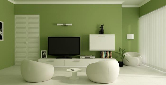 a-açık yeşil duvar boyası ve beyaz mobilyalı güzel-oturma odası