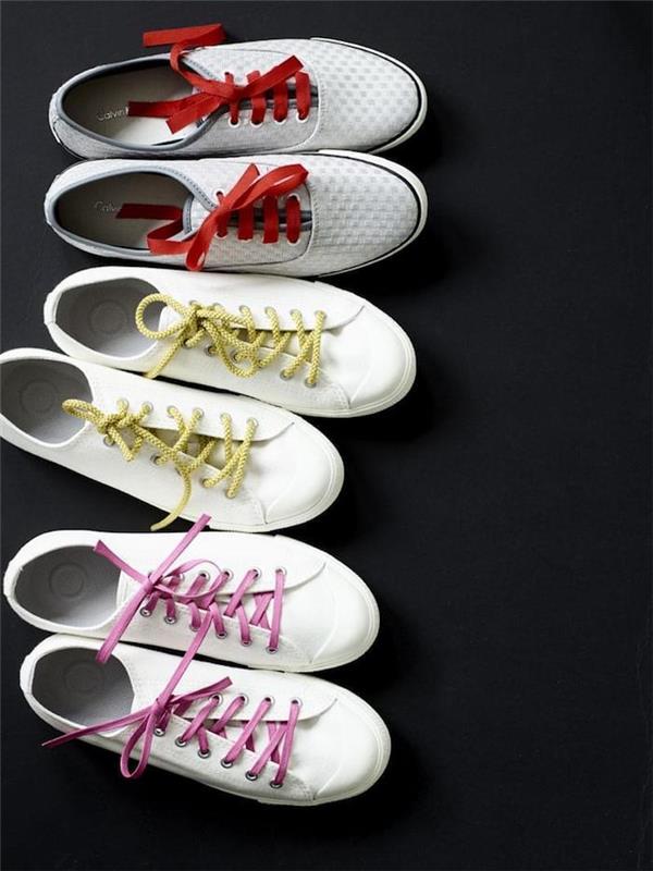Barvne vezalke za prilagoditev vaših čevljev, izvirna ideja za prilagoditev vaših čevljev