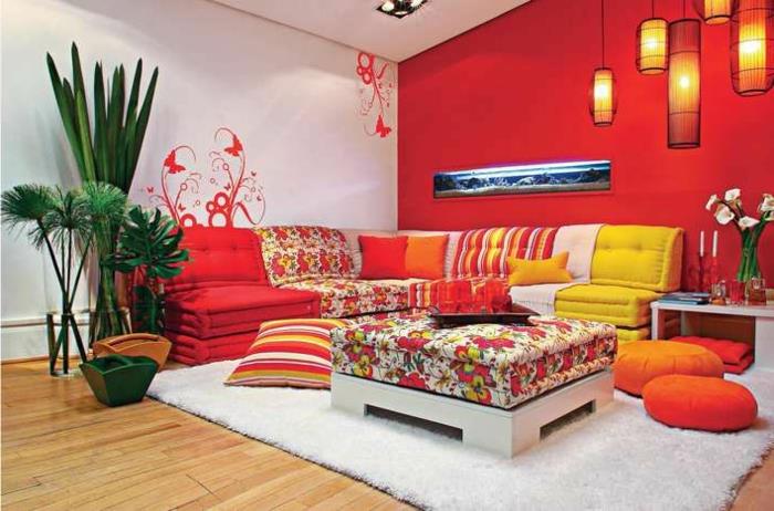 a-living-Maroko-modernus-turtingas obligacijų-rytietiškas sofos išdėstymas-Maroko-svetainės-dizaino-dekoravimas