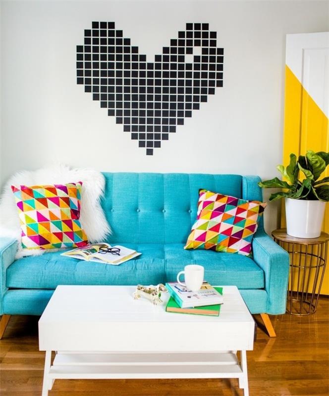 dizainas-sienų apdaila ir labai įdomus jūsų gyvenamajam kambariui-širdis-yra žavios mažos skalbimo popieriaus deko maskavimo juostos