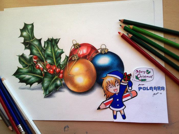 Noel top efekti 3d tebrik kartı, çizimi çoğaltmak kolay, orijinal ve çok güzel Noel çizimi