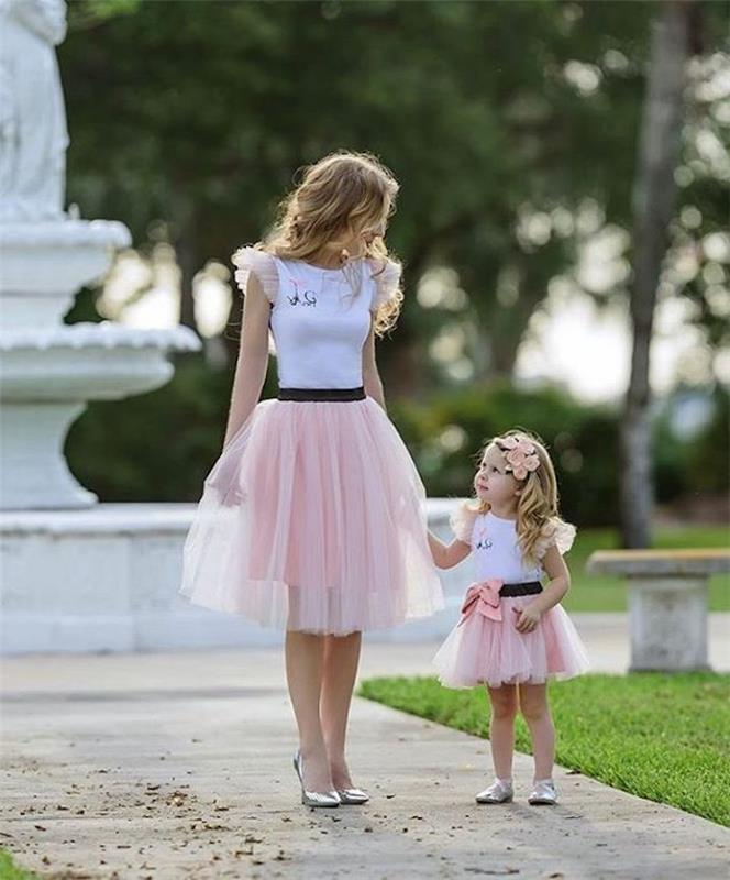 Elegantna krstna obleka za mamo in otroka princesa krilo ženska elegantna oblačila ženski slog otrok ljubko dekle