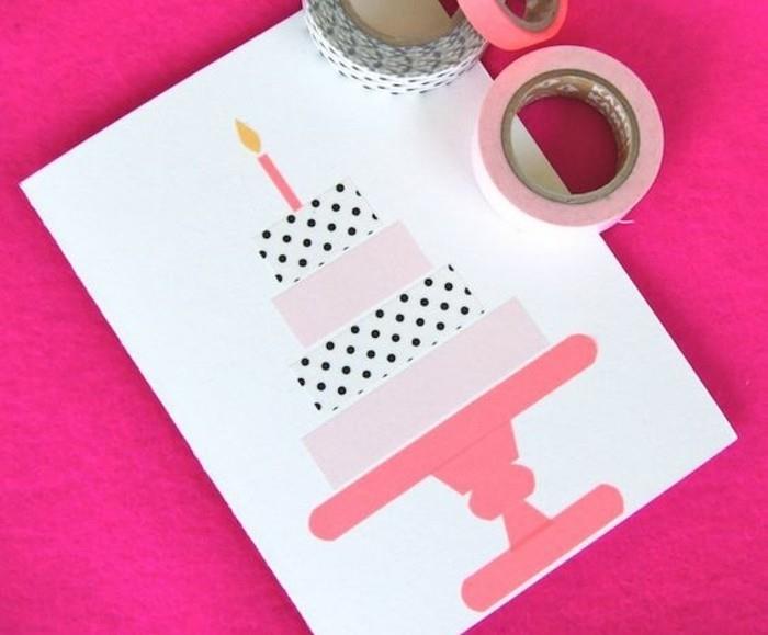 a-gražus „pasidaryk pats“ gimtadienio atvirukas su dekoratyvine lipnia juosta
