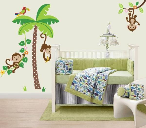 palmiye ağaçları ve ağaçları olan çocuk odası için benzersiz bir fikir