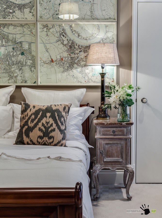 Dettagli della decorazione della camera da letto in stile classico