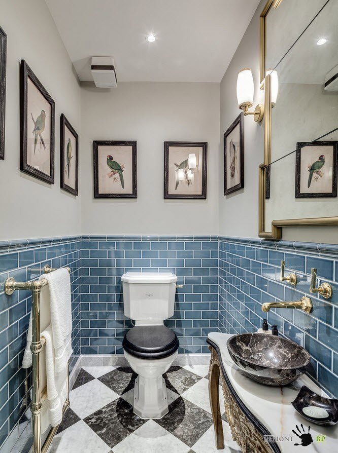 Toilette in blu e bianco