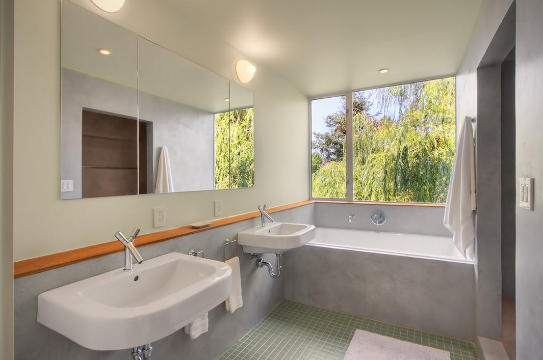 Pavimento del bagno in mosaico verde