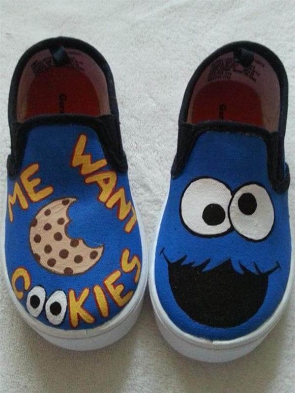 Čudovita risba Cookie monster blue, prilagojena košarka, barve za eleganten čevelj