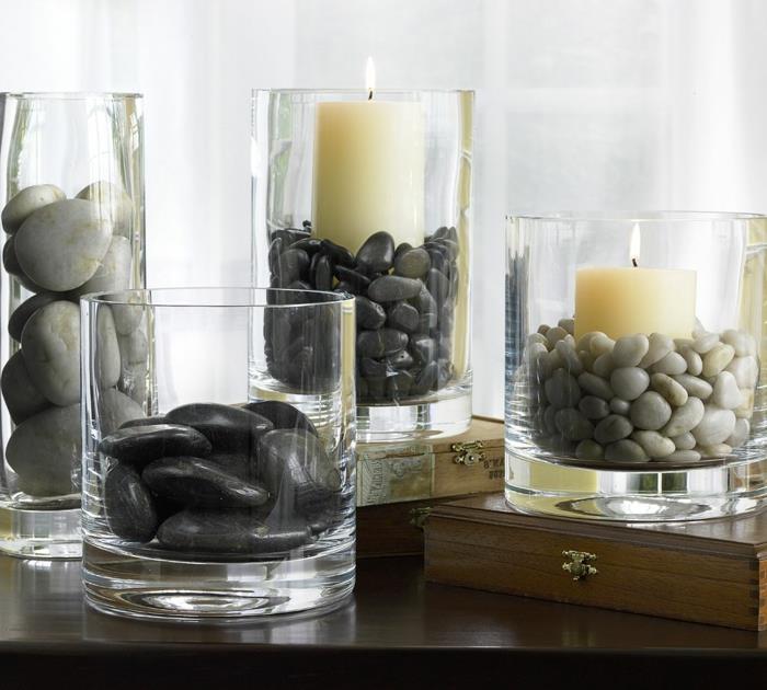 vaza-bela-blato-kozarec-mulj-vaza-steklo-dekoracija-steklo-vaza-kamni-sveče