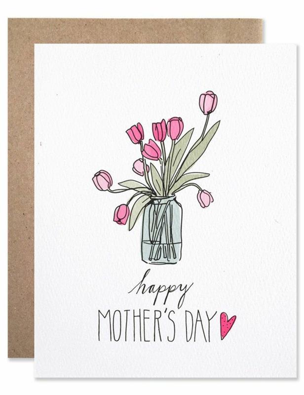 Atvirukas mamai su tulpių puokštės piešiniu vazoje, mamos dienos įvaizdis, piešinys mamos dienos dovanos idėjai